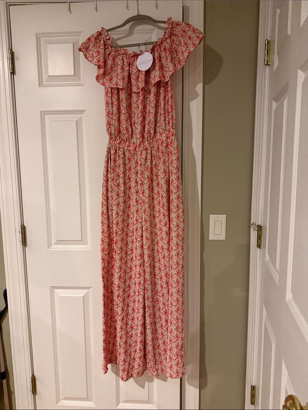 Petal and Pup Pink Floral Ruffle Jumpsuit